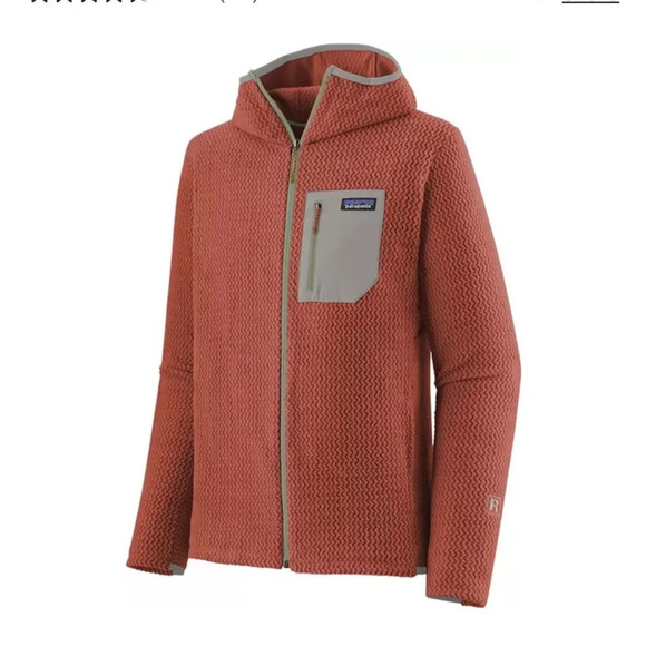 Patagonia Men's XXL R1 Air Full-Zip Hooded Jacket Burl Red Grey NWT - Picture 7 of 10